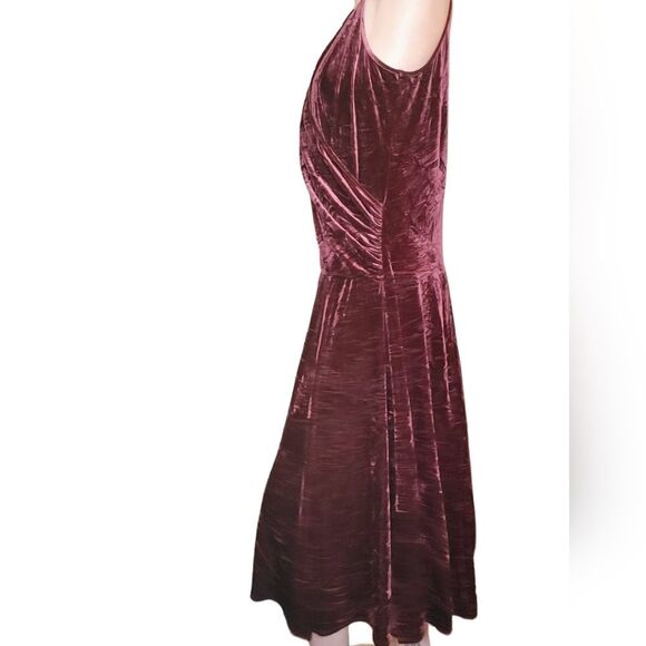 Vintage 90s Jacalyn Bennett Red Wine Velvet Dress - XL - Picture 4 of 8